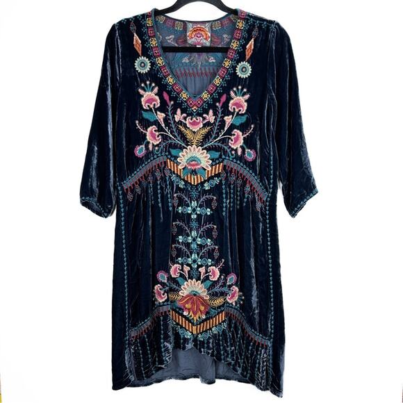 Johnny Was Delphine Velvet 3/4 Sleeve Drape Tunic Dress. - Picture 5 of 12